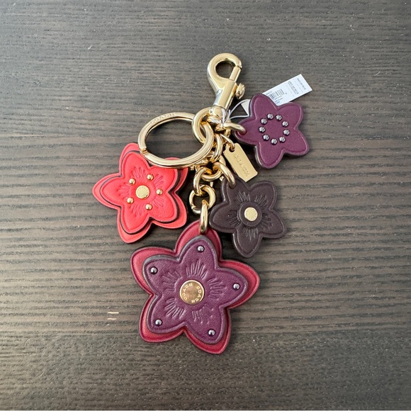 Coach Oxblood Deep Berry Multi Wildflower Mix Leather Bag Charm 5136 - Picture 1 of 3